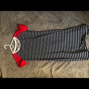 Stripped with red sleeves dress